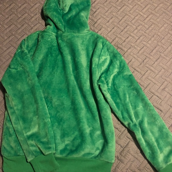 Disney Mickey Mouse. Santa Mickey Fuzzy Hoodie. Gently used- Green condition - Picture 6 of 7